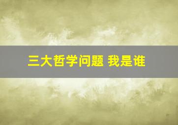 三大哲学问题 我是谁